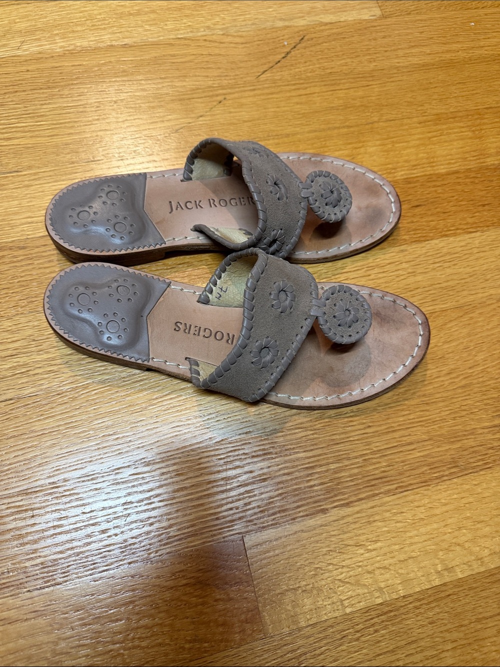 Jack Rogers Brown Suede Slide Sandals